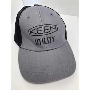 Keen Utility Trucker Cap Hat Adult Adjustable Grey Black Mesh Back Logo Rugged‎